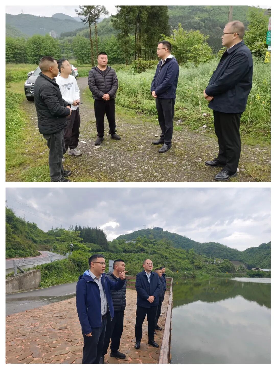 2026年5月18日，乡党委副书记、乡长夏海森，乡党委副书记陈虹宇到瓦山村现场研究大天池河道治理方案，实地踏勘小天池生产步道项目选址情况。